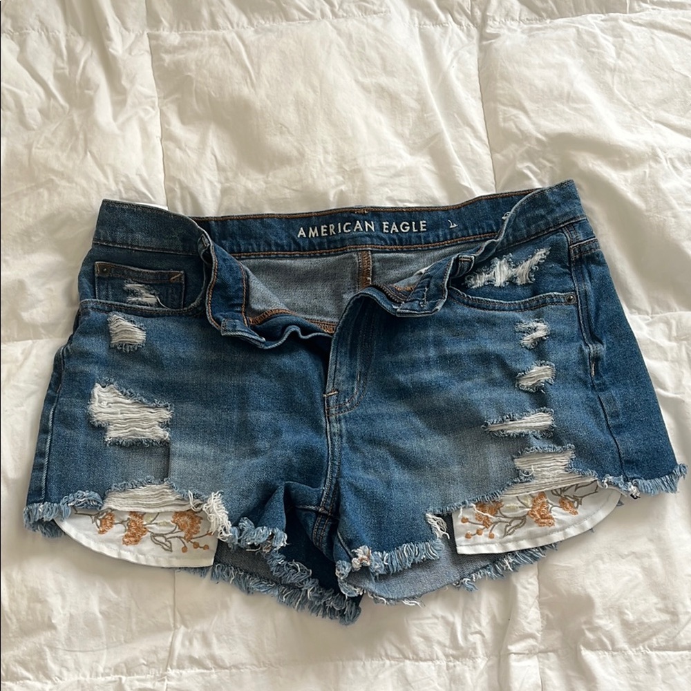 American Eagle Outfitters Blue Distressed Women's Shorts